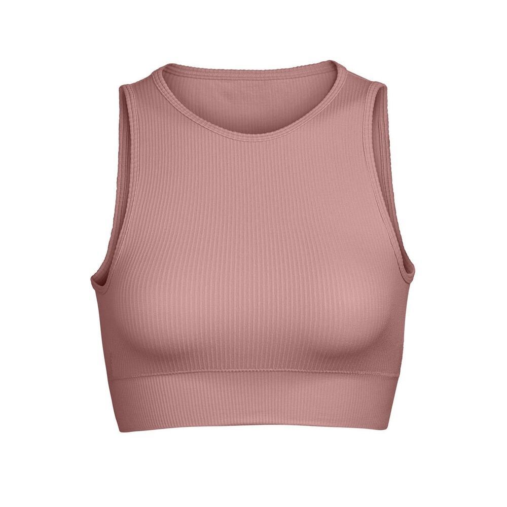 NWT SKIMS Stretch Rib High Neck Bra Rose Clay - Size: S/M